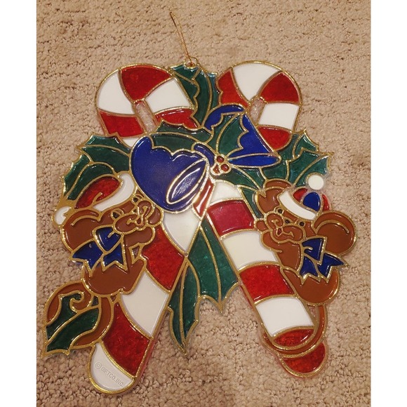 Vintage Crystalline Window Decor Stained Glass-look Plastic Christmas Ornament - Picture 1 of 6